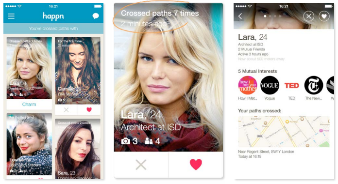 Happn a unique tinder like startup with cross path feature