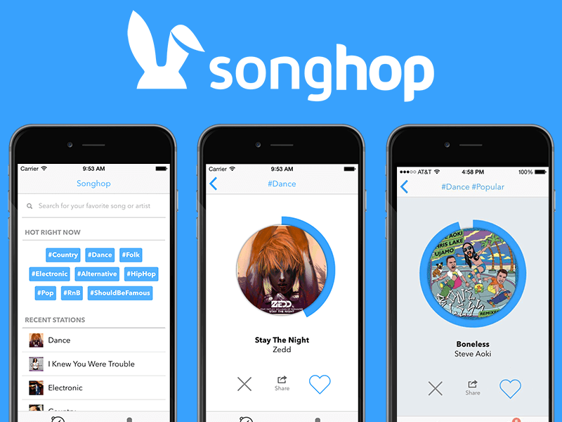 Songhop- Unique Clone Niches Of Tinder for X Startups